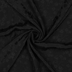 Viskose Jacquard Blumen - schwarz