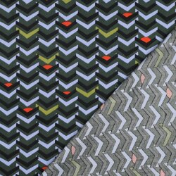Baumwollsatin GEOMETRIC - DARK GREEN