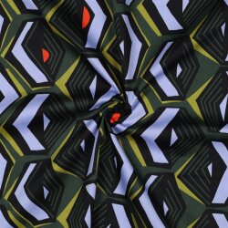 Baumwollsatin GEOMETRIC - DARK GREEN