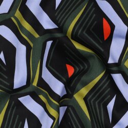 Baumwollsatin GEOMETRIC - DARK GREEN