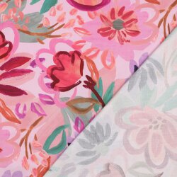 Baumwollsatin Digital Blumen - LIGHT PINK