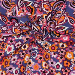 French Terry Paisley Blumen - dunkelblau