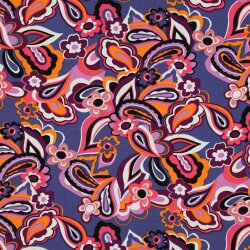 French Terry Paisley Blumen - dunkelblau