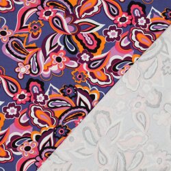 French Terry Paisley Blumen - dunkelblau