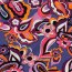 French Terry Paisley Blumen - dunkelblau