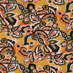 French Terry Paisley Blumen - kamelgelb