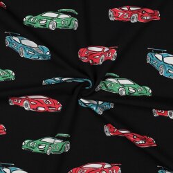 French Terry bunte Rennwagen - schwarz