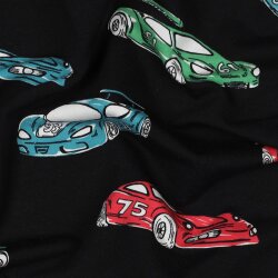 French Terry bunte Rennwagen - schwarz