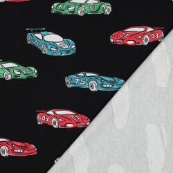 French Terry bunte Rennwagen - schwarz