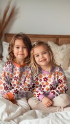 Ganzjahressweat bunte Blumen - creme