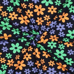 Ganzjahressweat bunte Blumen - dunkelblau