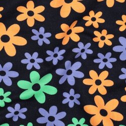 Ganzjahressweat bunte Blumen - dunkelblau