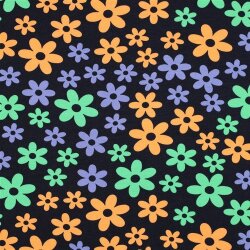 Ganzjahressweat bunte Blumen - dunkelblau