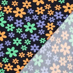 Ganzjahressweat bunte Blumen - dunkelblau