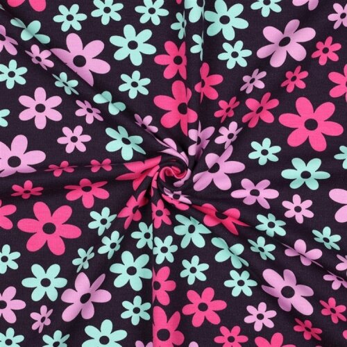 Ganzjahressweat bunte Blumen - anthrazit