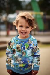 Ganzjahressweat Digital Tiere der Welt  - blau