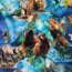 Ganzjahressweat Digital Tiere der Welt  - blau
