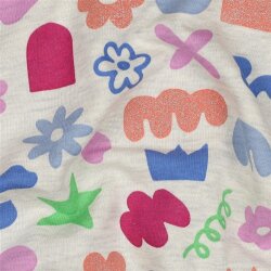 Ganzjahressweat Glitzer bunte Formen - creme meliert