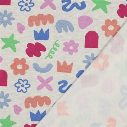 Ganzjahressweat Glitzer bunte Formen - creme meliert