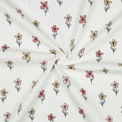 Waffeljersey Blumen - BORDEAUX