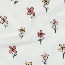 Waffeljersey Blumen - BORDEAUX