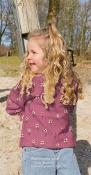 Waffeljersey Blumen - BORDEAUX