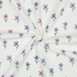 Waffeljersey Blumen - PETROL