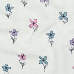 Waffeljersey Blumen - PETROL