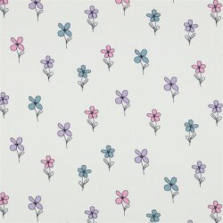 Waffeljersey Blumen - PETROL