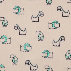 Baumwollflanell Dinos - hellbeige