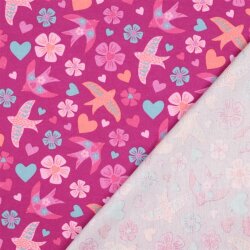 Baumwollflanell Vögel - fuchsia