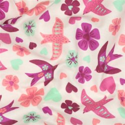 Baumwollflanell Vögel - creme