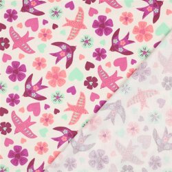 Baumwollflanell Vögel - creme