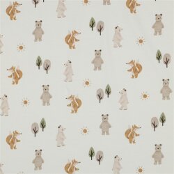 Baumwolljersey Digital Waldtiere - weiss