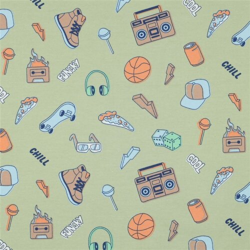 Baumwolljersey Cool & Funky - salbei