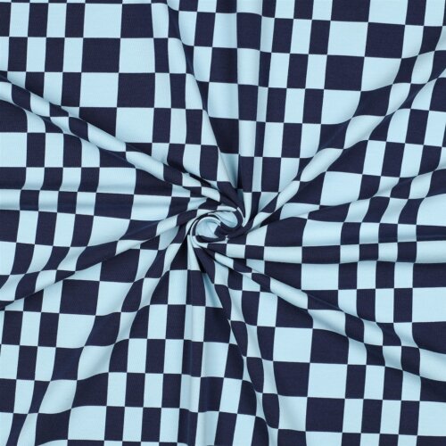 Baumwolljersey Cool Karo - indigo