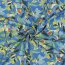 LINEN VISCOSE CRÊPE Digital Blumen - COBALT