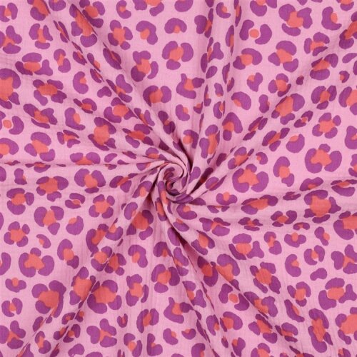 Musselin Leo Print - pink