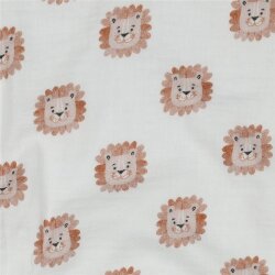 Musselin Digital Löwenköpfe - weiß