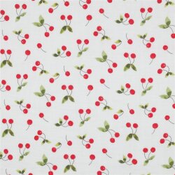 Musselin Digital Kirschen - weiß