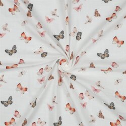 Musselin Digital bunte Schmetterlinge - weiß