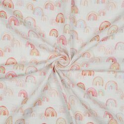Musselin Digital Regenbogen - weiß