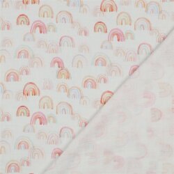 Musselin Digital Regenbogen - weiß