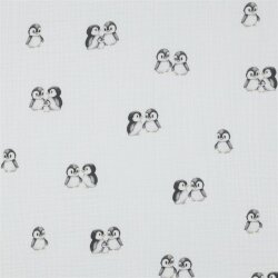 Musselin Bio~Organic Digital Pinguine - weiß