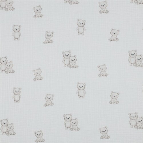 Musselin Bio~Organic Digital Bärchen - weiß