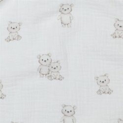 Musselin Bio~Organic Digital Bärchen - weiß