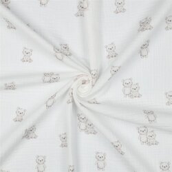 Musselin Bio~Organic Digital Bärchen - weiß