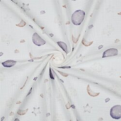 Musselin Bio~Organic Digital Sonne Mond & Sterne -...