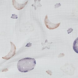 Musselin Bio~Organic Digital Sonne Mond & Sterne -...