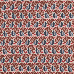 Baumwollpopeline Blumenreihen - jeansblau